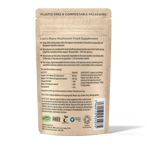 Together Health - Lions Mane Mushroom 9740 mg, hochdosiert, 60 Kapseln