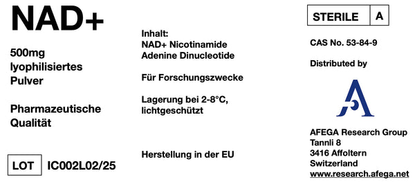 500 mg NAD (β-nicotinamide adenine dinucleotide, oxidized form; CAS 53-84-9) - 1 injection of liquid drops in 10 ml - ampoule - Returns excluded! - EU product (EU-compliant production)