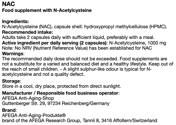 250 g NAC (N-Acetyl-L-Cystein) - 500 Kapseln zu je 500 mg