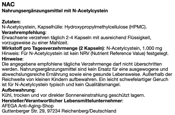 50 g NAC (N-Acetyl-L-Cystein) - 100 Kapseln zu je 500 mg