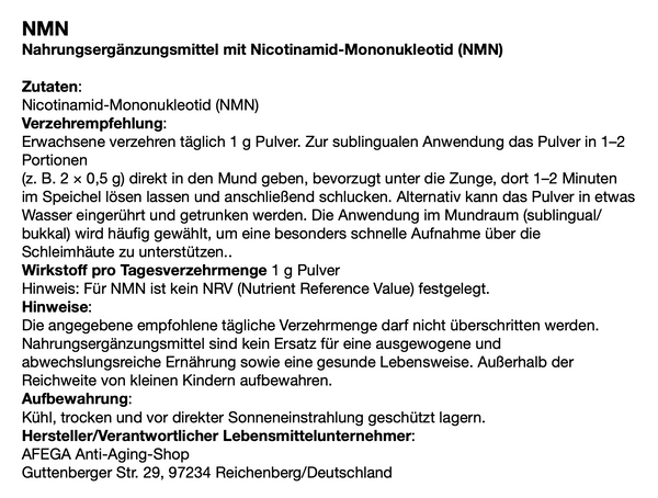 1 kg NMN powder (Nicotinamide Mononucleotide)