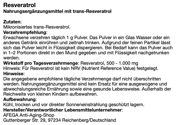 1 kg de Resveratrol puro em pó