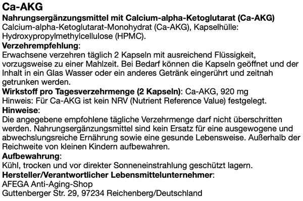 AFEGA® Ca-AKG – 2.000 Kapseln à 460 mg