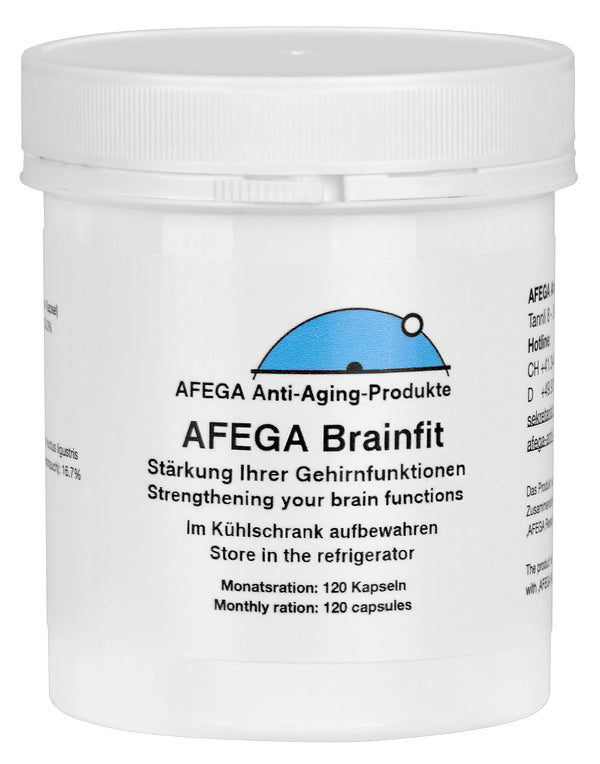AFEGA Brainfit Kapseln (120 Stück), zur Stärkung der Gehirnfunktion, in weisser Dose