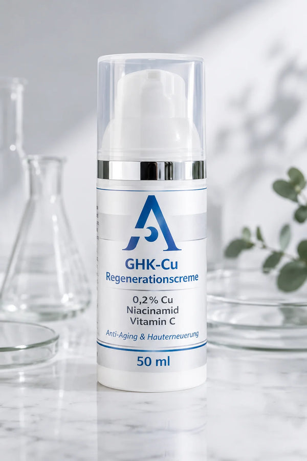 AFEGA GHK-Cu-Creme in weißer Airlessdose, 50 ml Hautpflege mit 0,2 Prozent Kupferpeptid