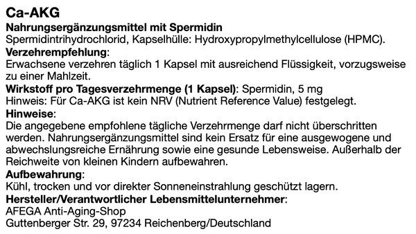 5 g de espermidina em 1000 cápsulas de 5 mg cada - Preço mais barato por mg em qualquer lugar da internet
