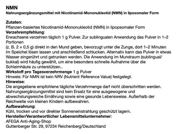 50 g liposomal NMN powder (nicotinamide mononucleotide)