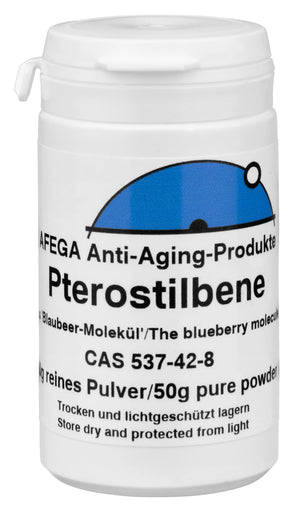 AFEGA Pterostilbene Pulver (50g), in weisser Dose