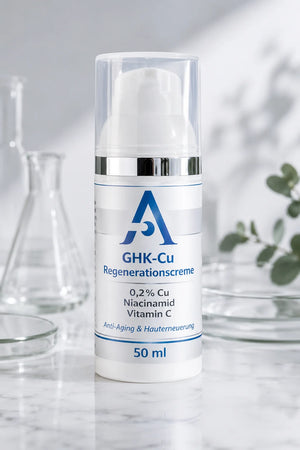 AFEGA GHK-Cu-Creme in weißer Airlessdose, 50 ml Hautpflege mit 0,2 Prozent Kupferpeptid