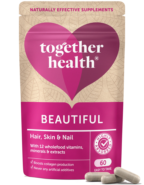 Together Health Beautiful Kapseln (60 Stück) mit 12 vollwertigen Vitaminen und Mineralien für Haar, Haut und Nägel, in einer Tüte