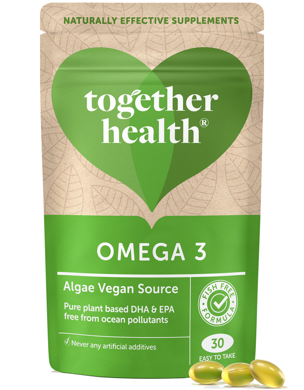 Together Health vegane Omega 3 Kapseln (30 Stück) aus Algen in einer Tüte